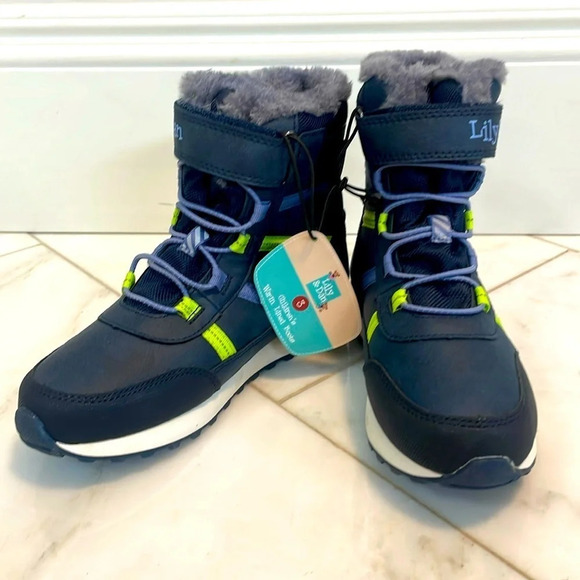 NWT Lily & Dan children’s warm fleece lined boots, navy blue, size 3 - Picture 1 of 5